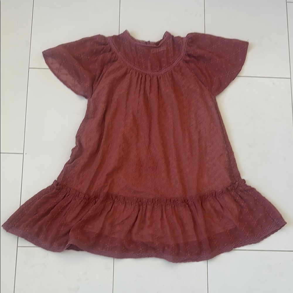 Zara girls dusty rose embroideried Sundress with Flutter Sleeves 10